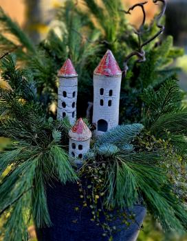 Keramik Blumenstecker Turm